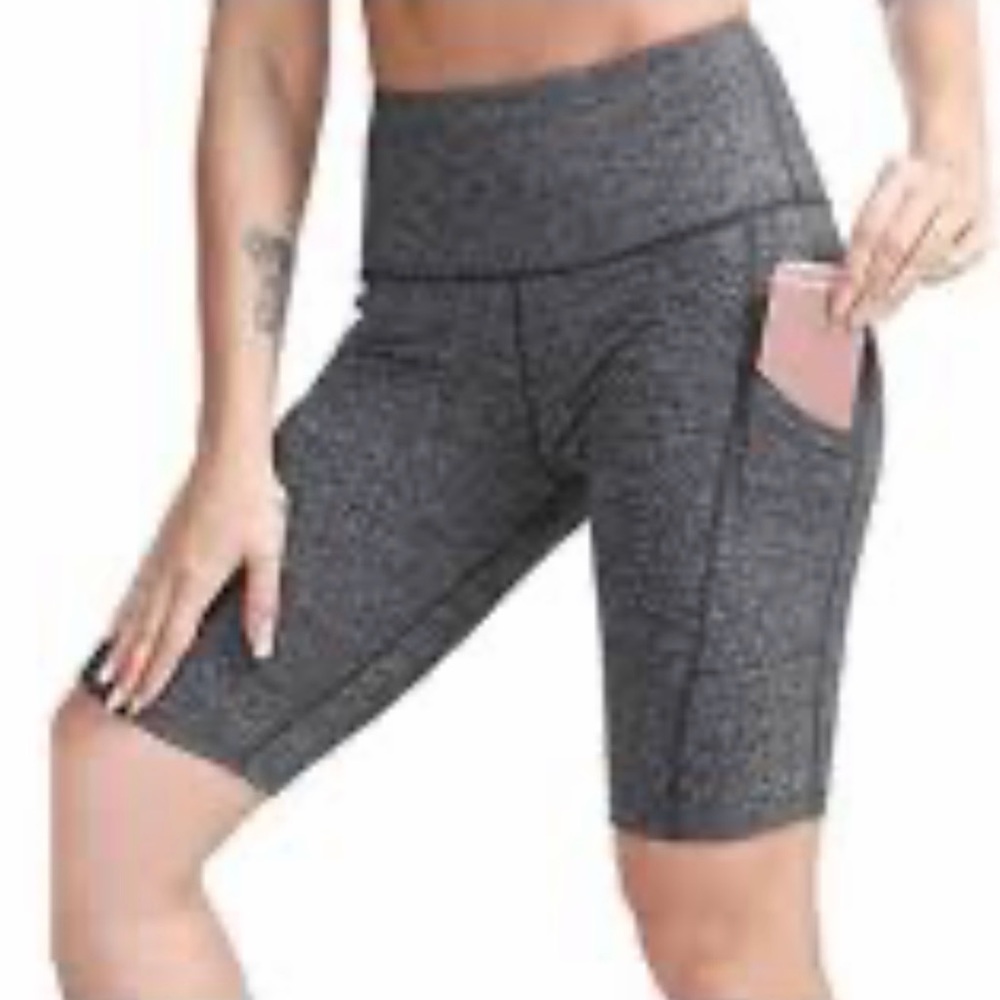 New York Laundry Charcoal High-Waist 7" Bike Shorts with Size Pockets Size S NWT